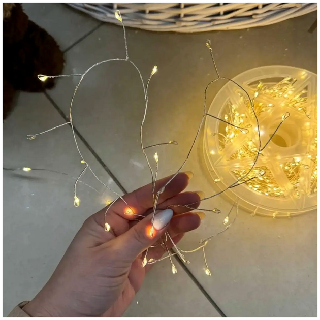 Гирлянда мишура 100м 3000 LED теплый белый 8 режимов для елки от сети 220В прозрачный провод модель Роса SQ-28374 - изображение 9