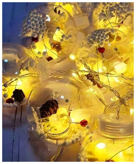 LED гірлянда штора 12 кульок 2 5x0 8м 8 режимів теплий білий IP44 для прикрашування інтер'єру SQ-27480 - зображення 4