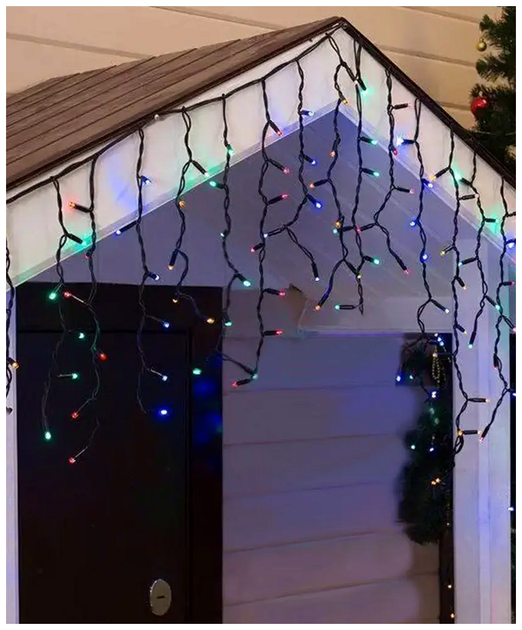 Гирлянда бахрома уличная 5x0.6м 100 LED черный каучук статический режим для декора улицы SQ-26914 - изображение 4