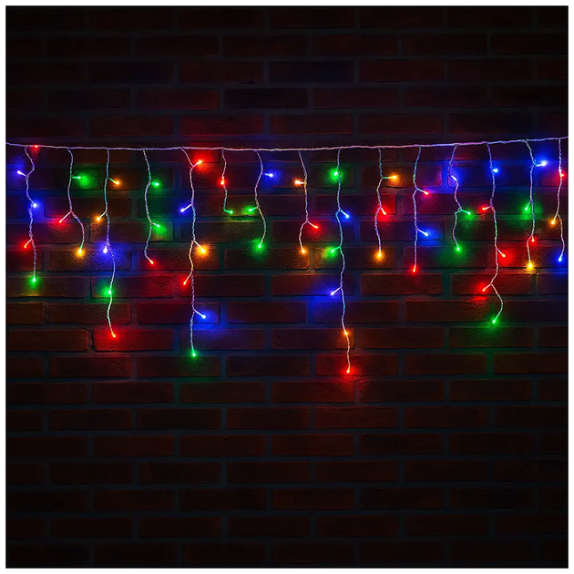 Уличная гирлянда бахрома 3м 100 LED 220В белый провод мультиколор для оформления фасадов и окон SQ-28793 - изображение 2