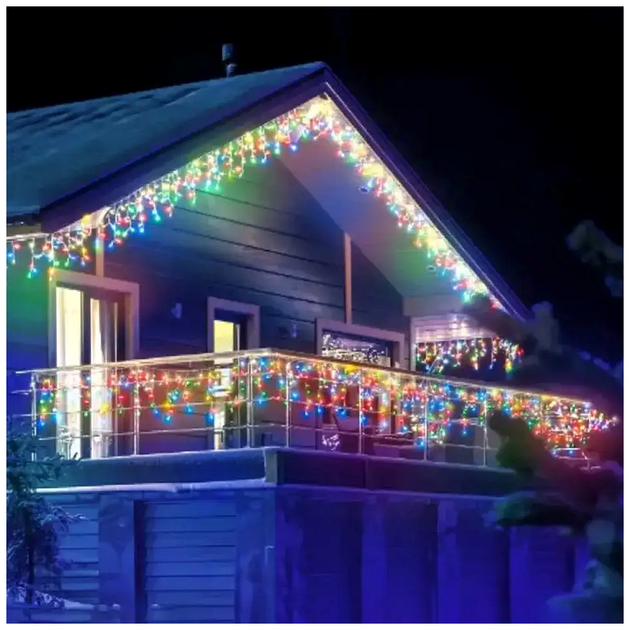 Уличная гирлянда бахрома 3м 100 LED 220В белый провод мультиколор для оформления фасадов и окон SQ-28793 - изображение 7