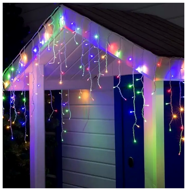 Гирлянда бахрома дождик 5x0 5м 200 LED 220В 8 режимов для украшения интерьера мультиколор SQ-25550 - изображение 2