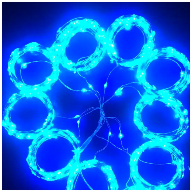 Гирлянда штора Водопад-роса 3x2м 200 LED USB синий 8 режимов для декора помещений SQ-26808 - изображение 9