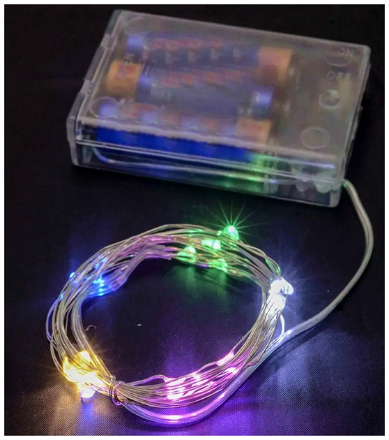Светодиодная гирлянда 5м 50 LED статический режим IP44 для декорирования дома Мультиколор на батарейках SQ-26670 - изображение 5
