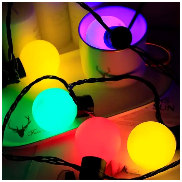 Світлодіодна гірлянда Кульки 20 LED 42 мм 7м 220 V Мультиколор для прикрашання приміщень і заходів SQ-27444 - зображення 3