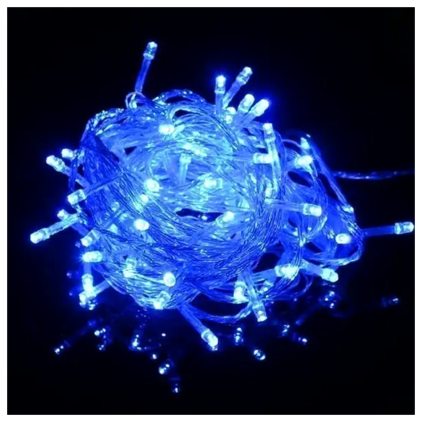 Светодиодная гирлянда 6м 100 LED с прозрачным проводом для елки с 8 режимами синего свечения SQ-27403 - изображение 7
