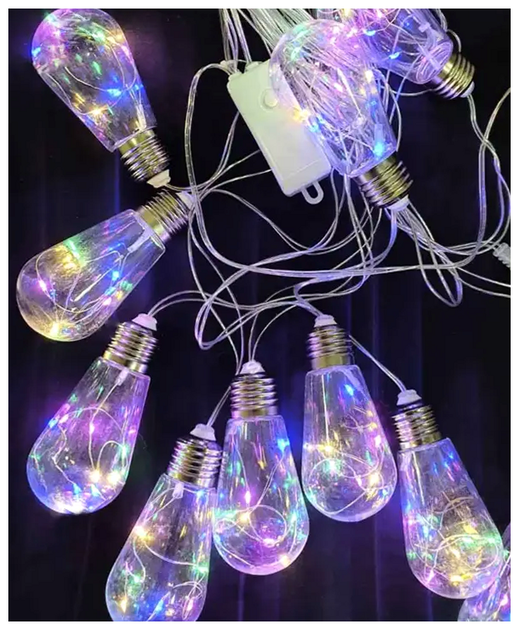 LED гирлянда штора 10 лампочек 3x0.6м 4 режима мультиколор для украшения интерьера SQ-27487 - изображение 2