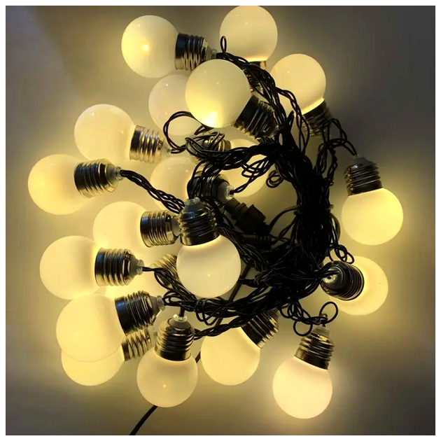 Светодиодная гирлянда 20 LED 7м теплый белый матовые лампочки 5см для украшения ёлки SQ-25508 - изображение 7
