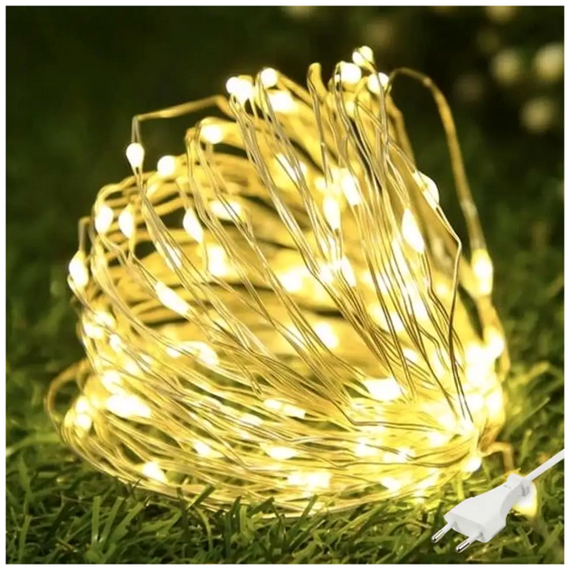 Гирлянда нить 30м 300 LED 220В 2Вт Теплый белый 8 режимов для создания уюта SQ-27391 - изображение 2