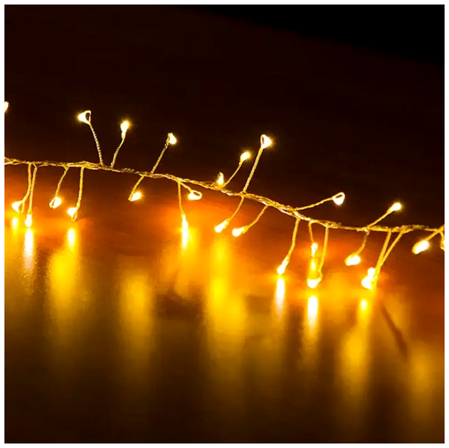 Светодиодная гирлянда штора 3x0.6м 200 LED USB теплый белый 8 режимов для декора интерьера Фейерверк SQ-26710 - изображение 3
