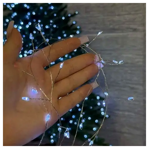 Гирлянда мишура 3м 150 LED от USB холодный белый для декора ёлки и помещений SQ-28805 - изображение 4