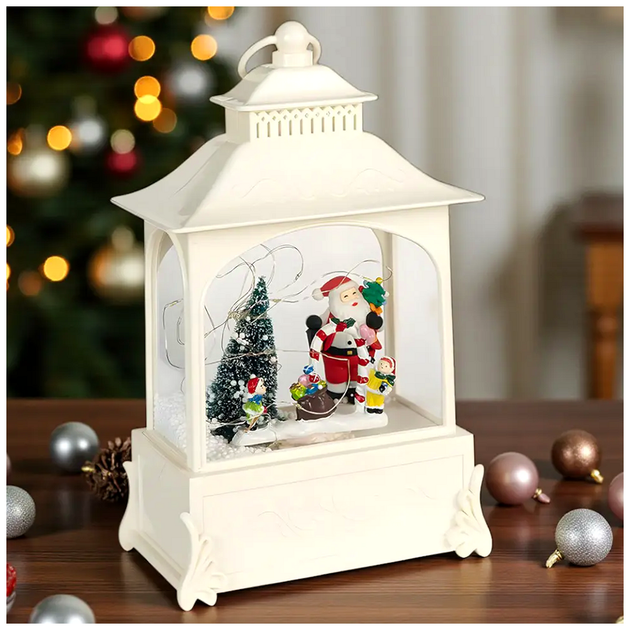 Светильник фонарь Рождественский декор 28x15x9 см USB LED подсветка снегом фигурка Санты SQ-28744 - Фото 6 Светильник фонарь Рождественский декор 28x15x9 см USB LED подсветка снегом фигурка Санты SQ-28744 - изображение 6