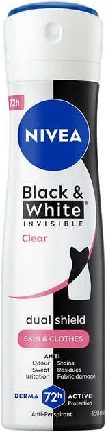 Антиперспірант NIVEA "Чорне та Біле Невидимий: Прозорий" (Clear), спрей, 150 мл - Фото 1 Антиперспірант NIVEA "Чорне та Біле Невидимий: Прозорий" (Clear), спрей, 150 мл - зображення 1
