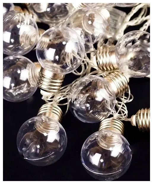 Светодиодная гирлянда Лампочки 20 LED 7м 220В теплый белый для украшения интерьера SQ-25510 - Фото 9 Светодиодная гирлянда Лампочки 20 LED 7м 220В теплый белый для украшения интерьера SQ-25510 - изображение 9