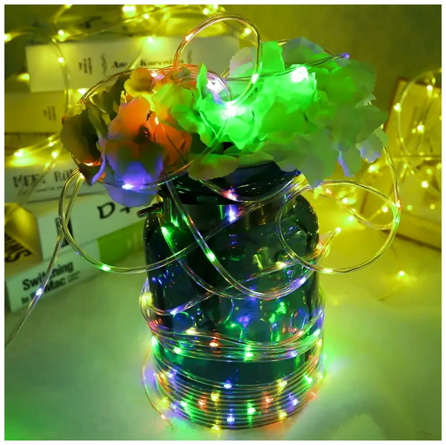 Гирлянда светодиодная 100 LED 10м 2 Вт USB 220V 8 режимов IP65 для улицы силиконовая трубка модель Роса SQ-26303 - изображение 8