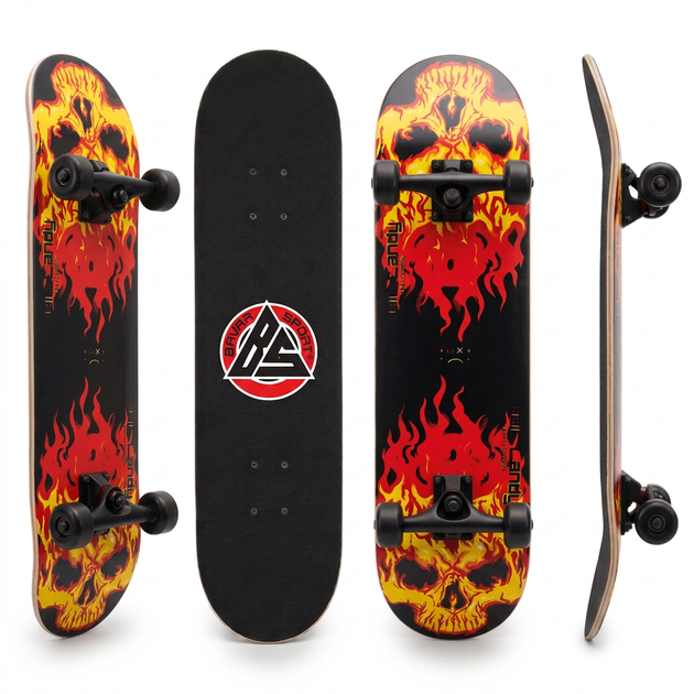 Скейтборд дерев'яний вогонь BavarSport Skateboard Fire 4411-11 розмір 78х20см - зображення 2