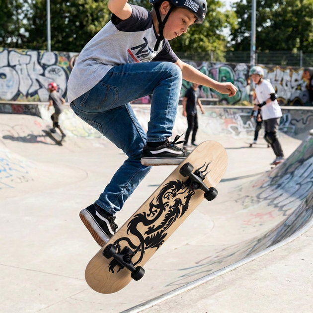Скейтборд дерев'яний дракон BavarSport Skateboard Dragon 4411-16 розмір 78х20см - зображення 10