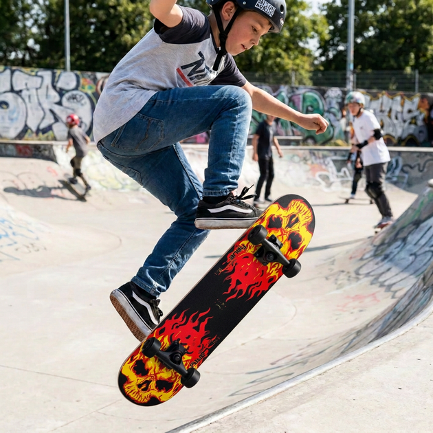 Скейтборд дерев'яний вогонь BavarSport Skateboard Fire 4411-11 розмір 78х20см - зображення 6