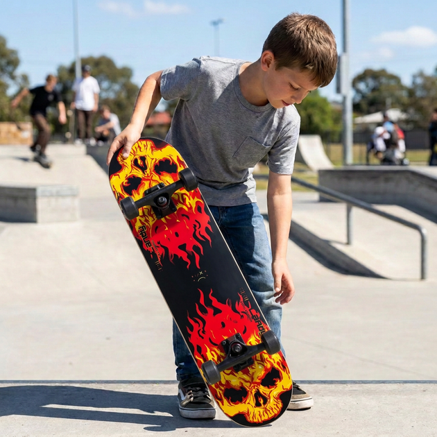Скейтборд дерев'яний вогонь BavarSport Skateboard Fire 4411-11 розмір 78х20см - зображення 7