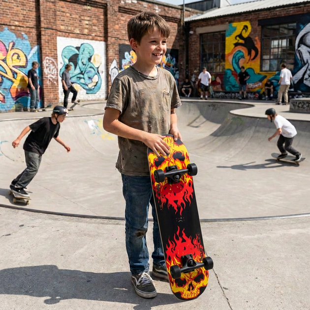 Скейтборд дерев'яний вогонь BavarSport Skateboard Fire 4411-11 розмір 78х20см - зображення 9