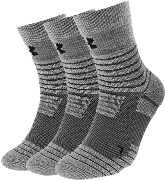 Носки Under Armour 22610208 унисекс баскетбольные хлопковые с махровой подошвой, серые, 3 пары, размер L - Фото 1 Носки Under Armour 22610208 унисекс баскетбольные хлопковые с махровой подошвой, серые, 3 пары, размер L - изображение 1