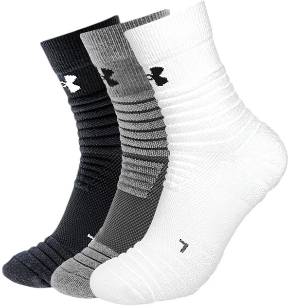 Шкарпетки Under Armour 22610208 унісекс баскетбольні бавовняні з махровою підошвою, чорно-білі, 3 пари, розмір XL - Фото 1 Шкарпетки Under Armour 22610208 унісекс баскетбольні бавовняні з махровою підошвою, чорно-білі, 3 пари, розмір XL - зображення 1