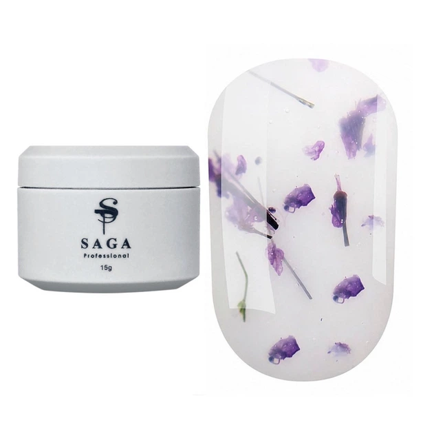 Жидкий гель с сухоцветами SAGA Liquid Floral Gel №02 молочный 15 мл - изображение 2