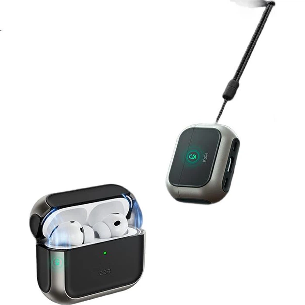 Чохол ESR AirPods Pro 3-го покоління 2025 року, новий, MagSafe, магнітна, бездротова зарядка, Bluetooth, протиковзкий, захист від падінь, титановий - изображение 3