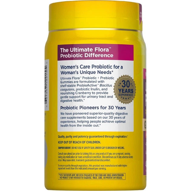 Пробиотики Renew Life Пробиотики для женщин 2 млрд КОЕ вкус клюквы Ultimate Flora Women's Care Probiotic Gummies 48 жевательных конфет - изображение 3