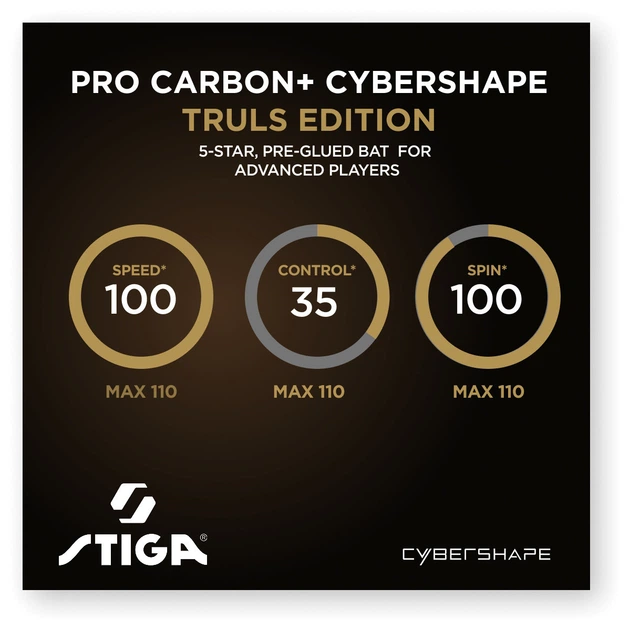 Ракетка для настільного тенісу Stiga Pro Carbon Plus Cybershape Trits Edition 5 Star FL (1215-1306-35) 5266718 - зображення 10