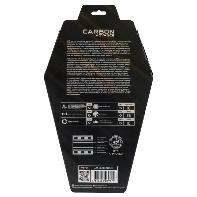 Ракетка для настільного тенісу Stiga Carbon Advance FL (1215-1001-35) 5266719 - Фото 4 Ракетка для настільного тенісу Stiga Carbon Advance FL (1215-1001-35) 5266719 - зображення 4