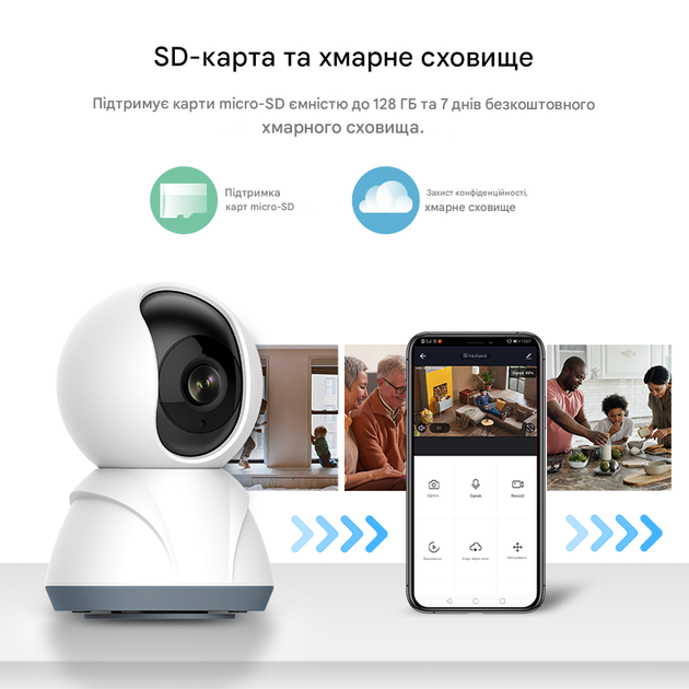 Розумна Wi-Fi камера спостереження (3.0 MP) 1DAL | Поворотна PTZ (WS-Q503A) APP "Tuya" - зображення 4