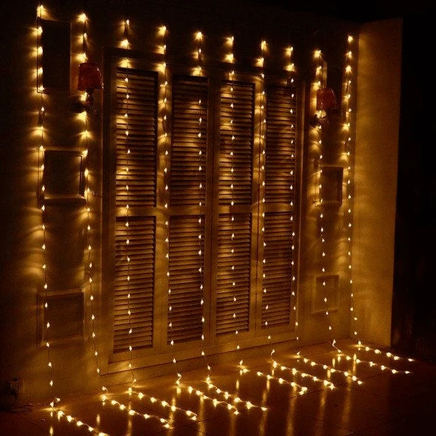 Гирлянда-штора «Водопад» 3×2 м 240 LED теплый свет с коннектором - Фото 2 Гирлянда-штора «Водопад» 3×2 м 240 LED теплый свет с коннектором - изображение 2