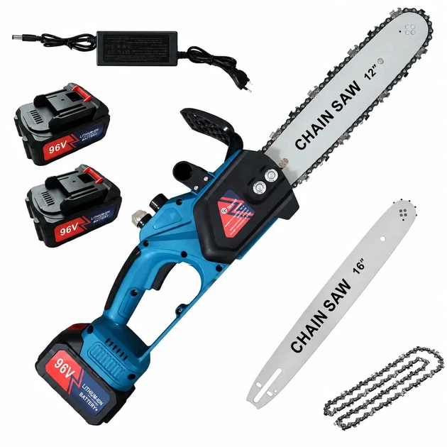Акумуляторна пилка Domotec Chain Saw 12″/16″ 96V з двома змінними шинами - Фото 1 Акумуляторна пилка Domotec Chain Saw 12″/16″ 96V з двома змінними шинами - зображення 1