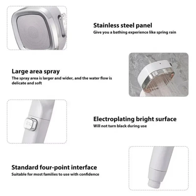 Насадка для душа Grandio Quadro Shower Head с фильтром и антикальциевой защитой, 4 режима - Фото 6 Насадка для душа Grandio Quadro Shower Head с фильтром и антикальциевой защитой, 4 режима - изображение 6