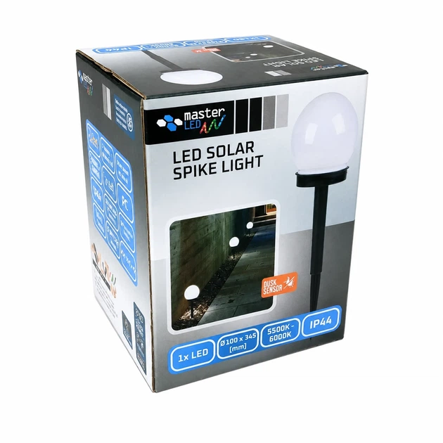 Набір садових світильників на сонячній батареї MasterLED куля 10 см, 8 шт, IP44 - зображення 5