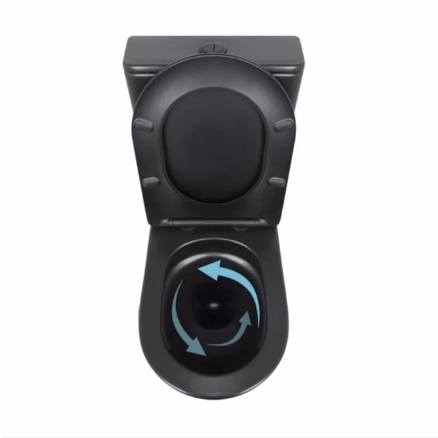 Унітаз-компакт Qtap Scorpio QT14226088AMB безобідковий, чорна матова кераміка, сидіння Soft-close - зображення 6