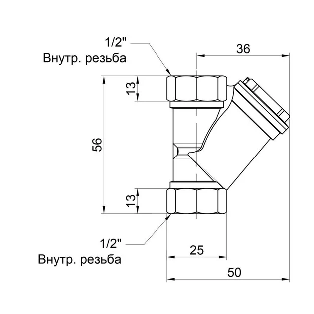 Фільтр грубої очистки Thermo Alliance SD124W15 1/2" ВВ косий, латунь - зображення 2