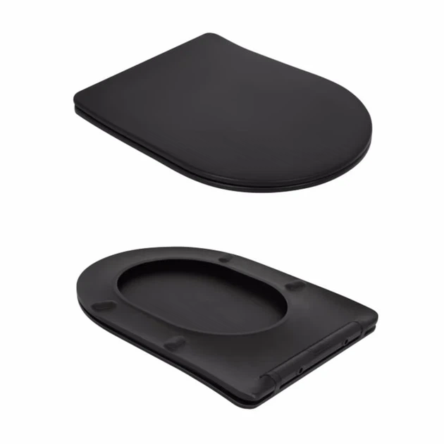 Унитаз-компакт Qtap Robin Ultra Quiet безободковый, сиденье Soft-close, черный матовый - изображение 8
