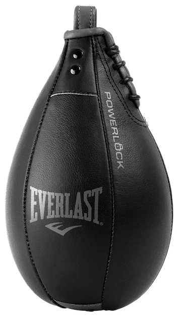 Боксерська груша Everlast POWERLOCK SPEED BAG шкіряна чорна M - Фото 1 Боксерська груша Everlast POWERLOCK SPEED BAG шкіряна чорна M - зображення 1