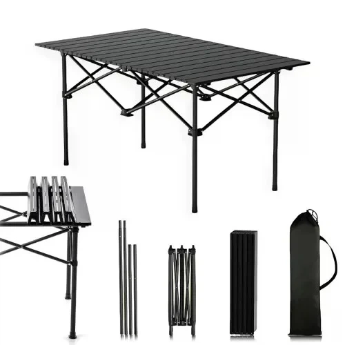 Складной туристический стол Asson 120×55×50 см, черный - Фото 1 Складной туристический стол Asson 120×55×50 см, черный - изображение 1