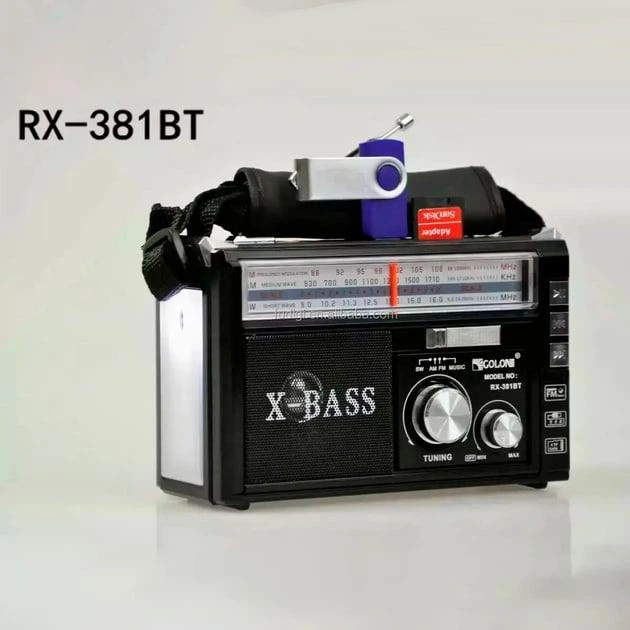 Радіоприймач FM аналоговий портативний Golon RX-381BT акумуляторний з ліхтариком Bluetooth USB MicroSD 165x110x75мм Black - зображення 6