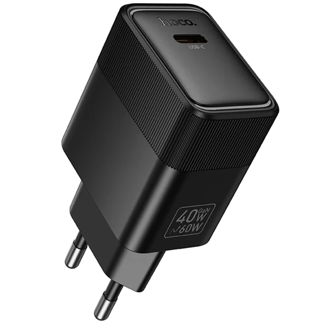 Мережевий зарядний пристрій Hoco CS113A Lounge PD40W Type-C чорний для швидкого заряджання смартфонів і планшетів Black - зображення 3
