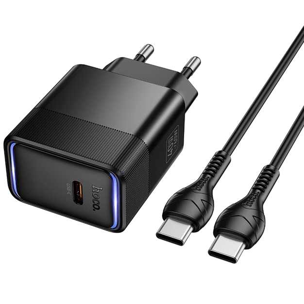 Мережевий зарядний пристрій Hoco CS113A Lounge PD40W Type-C чорний для швидкого заряджання смартфонів і планшетів Black - зображення 9