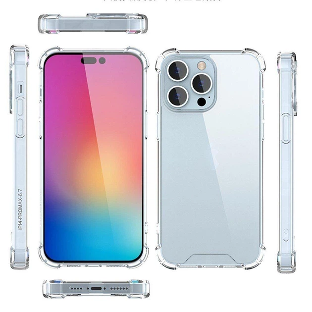 Чехол для Apple iPhone 14 Pro с бронь углами и бортами выше экрана прозрачный с защитой камеры - изображение 2