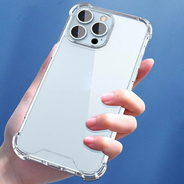 Чехол для Apple iPhone 14 Pro с бронь углами и бортами выше экрана прозрачный с защитой камеры - изображение 4