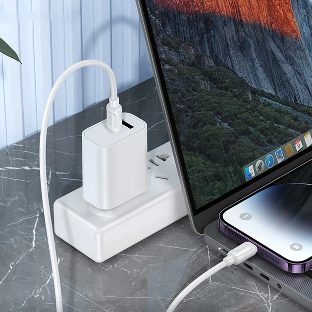 Кабель Hoco X115 Surpass Type-C — Lightning 27W 1 м білий - зображення 4