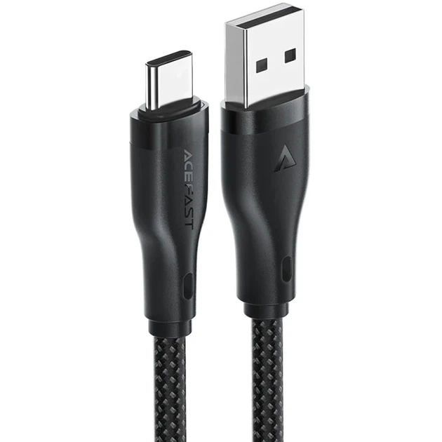 Кабель Acefast C8-04 USB — Type-C 3A 1.2 м плетений чорний - зображення 5