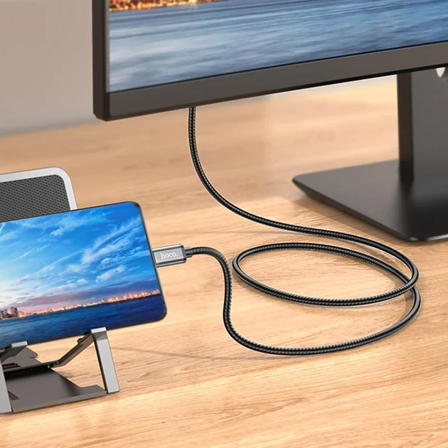 Перехідник Hoco UA27 HD Type-C — HDMI 2 м 4K 30Hz алюміній, сірий - зображення 8