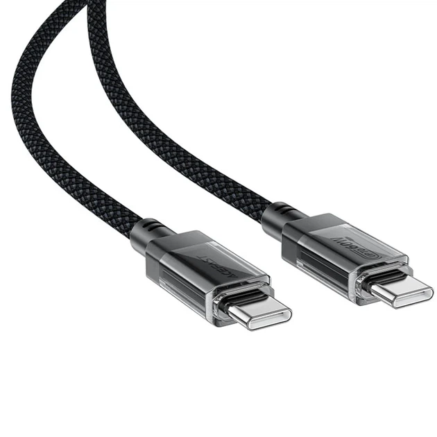 Кабель Acefast C12-03 Type-C — Type-C 60W, 1.2 м, плетений, чорний - зображення 3